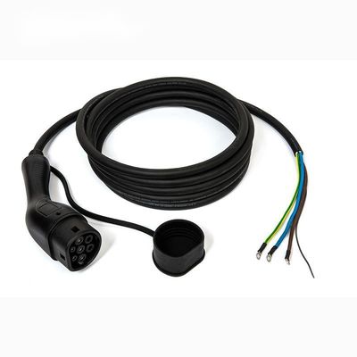 تک تفنگ IEC62196 Type2 دوشاخه شارژ خودرو الکتریکی 32A/1 فاز کابل شارژر EV AC 250 ولت