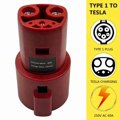 آداپتور AC 10 KW Type 1 To Tesla Charger Adapter SAE J1772 To Tesla Fast Charging Adapter 60A