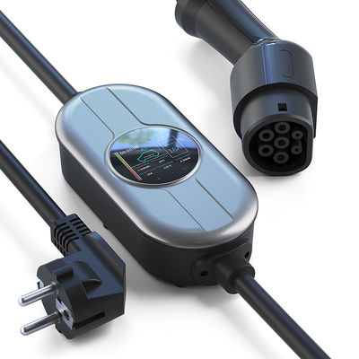 شارژر EV قابل حمل 50/60 هرتز نوع 2 با جعبه کنترل AC 230 ولت شارژر برق خانگی قابل تنظیم جریان