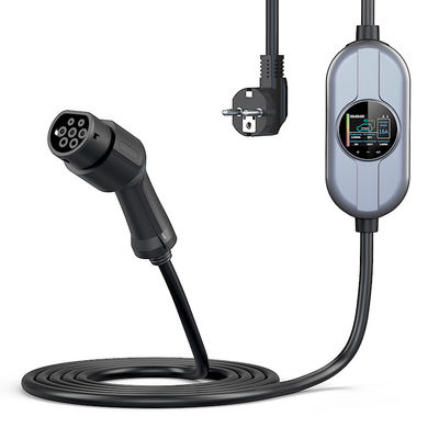 شارژر EV قابل حمل 50/60 هرتز نوع 2 با جعبه کنترل AC 230 ولت شارژر برق خانگی قابل تنظیم جریان