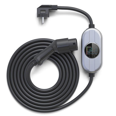 شارژر EV قابل حمل 7.36KW Max 32A نوع 2 قابل تنظیم برای ایستگاه شارژ خودروی الکتریکی با صفحه نمایش LCD