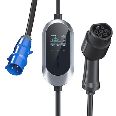 شمع شارژ EV قابل حمل نوع 2 با دوشاخه 1 فاز آبی CEE 16A