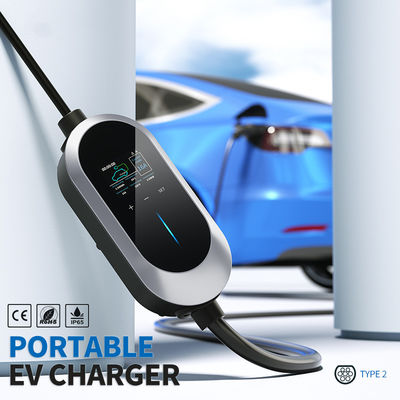 شارژر سریع EV نوع 2 تنظیم جریان حداکثر 32A، شارژر خودروی الکتریکی قابل حمل OEM AC