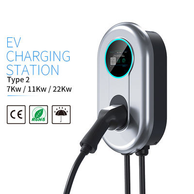 نوع 2 Wallbox Home EV شارژ شمع برای ماشین الکتریکی 32A 7.36KW 1 فاز با LCD
